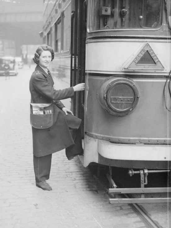 Leeds City Tramways 1940s 1950s Tram conductress Winifred Twigg